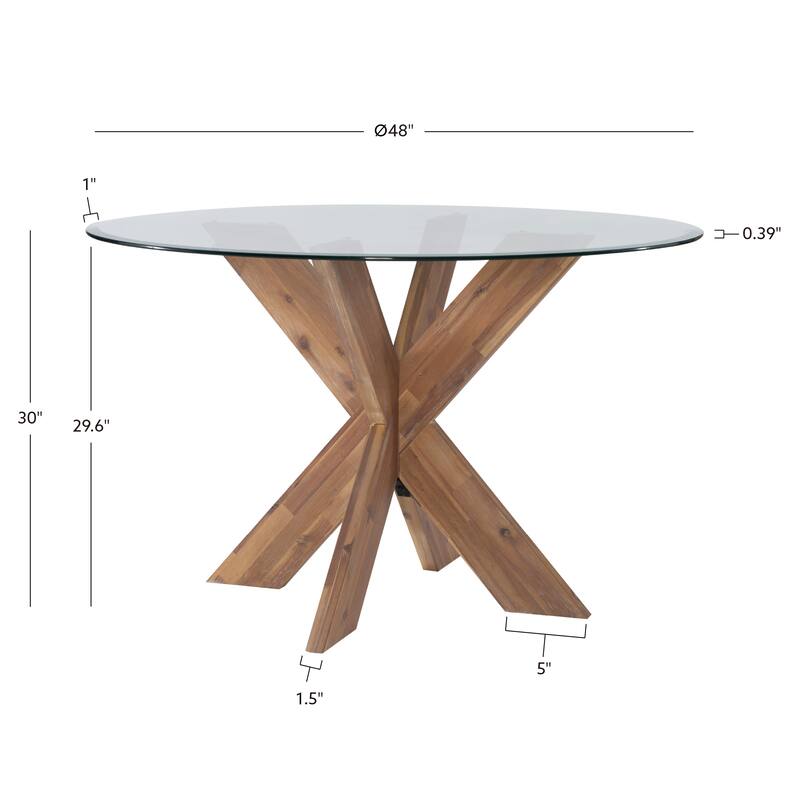 Linon Allard X-base Round Glass Dining Table (Table Only)