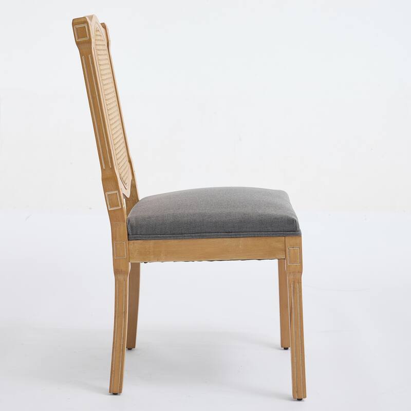 Rustic/Natural Style Rattan-Back Dining Chair, Set of 2