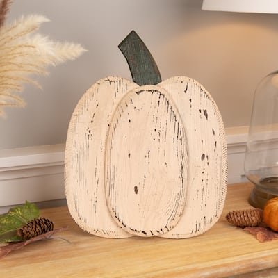 Wooden Fall Harvest Pumpkin Decoration - 14.25"
