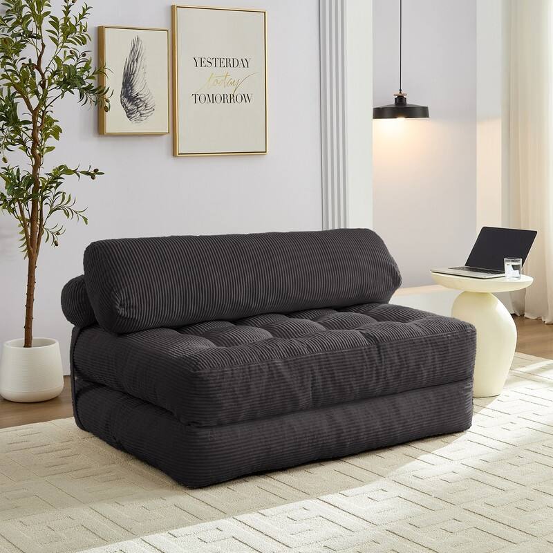Mixoy W32''/W50'' Corded Velvet Fabric Folding Floor Lazy Futon Sofa Bed