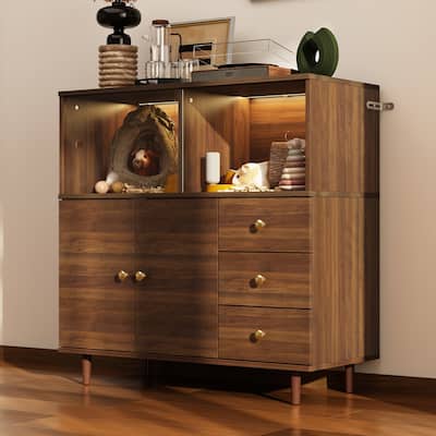 Multi-Functional Hamster Habitat Cabinet with Sliding Acrylic Doors and Display Storage