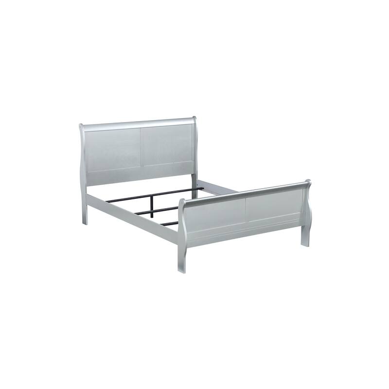 Elegant Platinum Twin Sleigh Bed with Storage Drawer