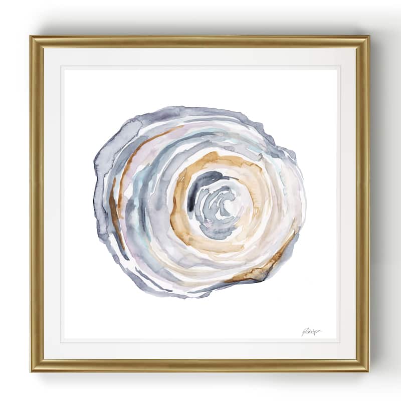 Watercolor Tree Ring IV -Black Framed Print