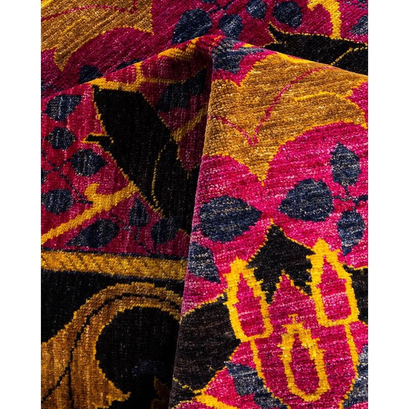 Arts & Crafts One-of-a-Kind Hand-Knotted Area Rug - Black, 6' 3" x 8' 9" - 6' 3" x 8' 9"