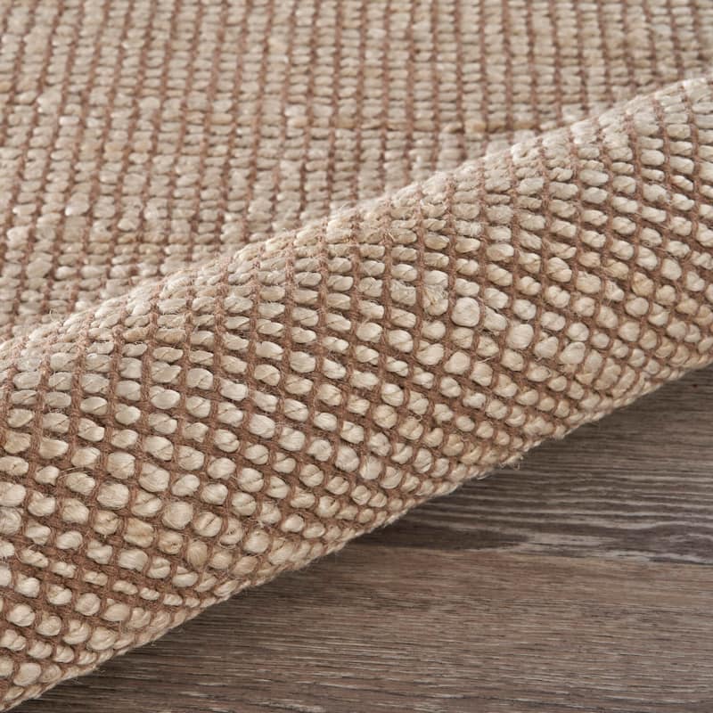 Sevita Organic Jute Woven Area Rug, Tan and Off-White