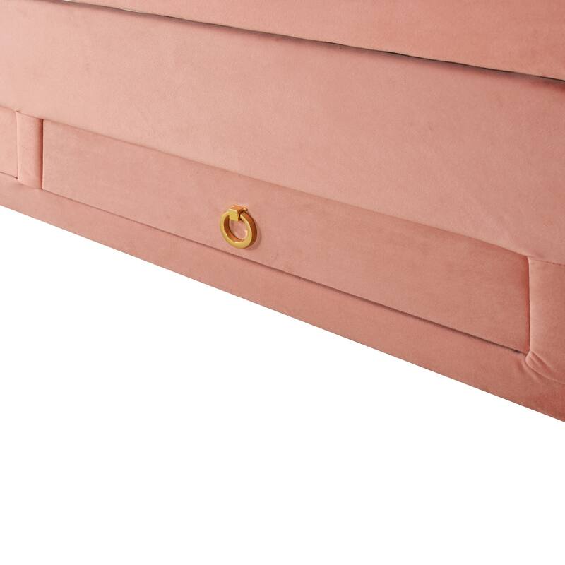 Upholstered Bed with Rabbit Headboard, Trundle & 3 Drawers