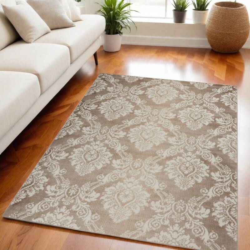 Keqoy Power Loomed Distressed Non Skid Area Rug By HomeRoots - 87' X '63' X '0.25 - 87' X '63' X '0.25 - Taupe - Rectangle