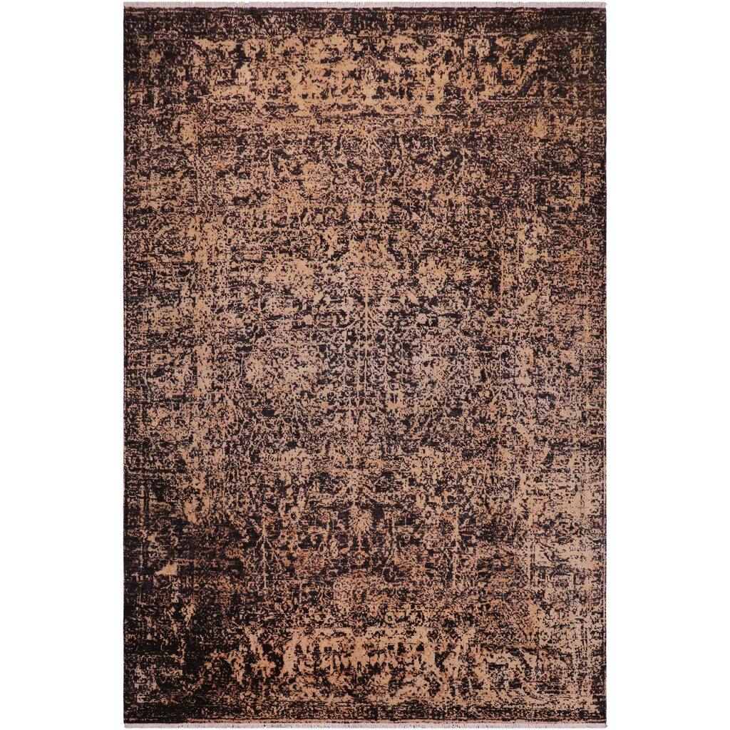 Modern Newton Black/Beige Wool Rug - 9'1'' x 11'11'' - 9 ft. 1 in. X 11 ft. 11 in.