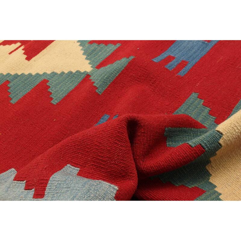 ECARPETGALLERY Flat-Weave Sivas Red Wool Kilim - 2'9 x 9'7