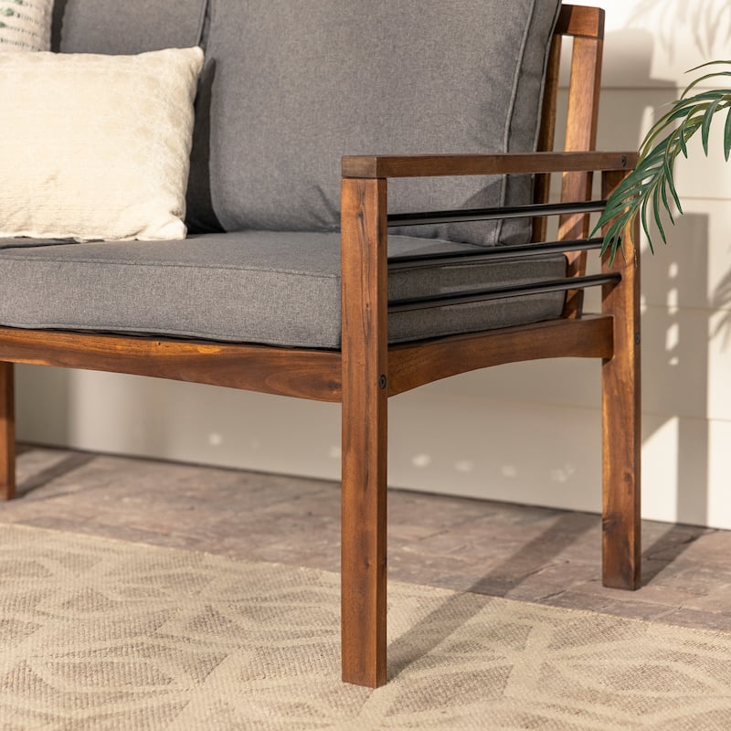 Middlebrook Acacia and Metal Outdoor Love Seat with Cushions