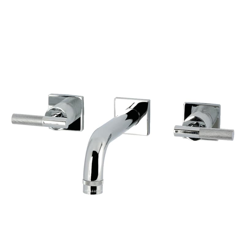 Kingston Brass Convergent Double-Handle Wall Mount Bathroom Faucet with Knurled Handle - Polished Chrome