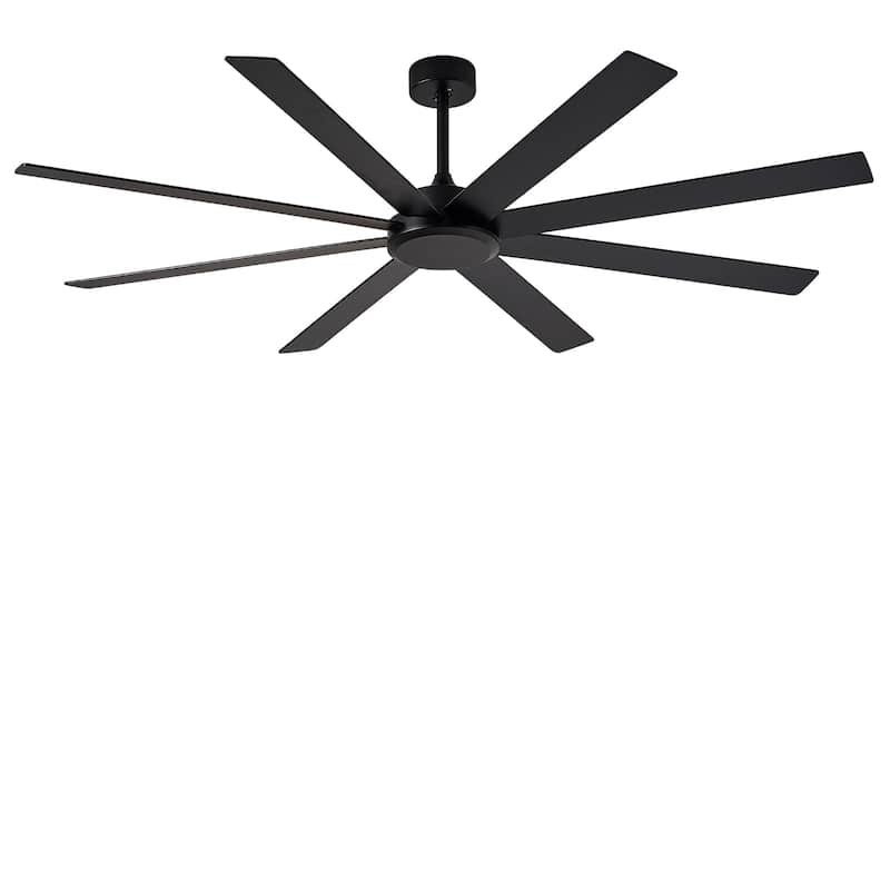 Large Ceiling Fan without Light - 8-Blade, Remote App Control, Dimmable 3CCT LED, Quiet DC Motor​ - 66-inch - Black&Walnut