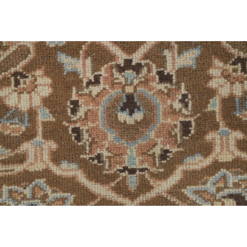 Hand Knotted Oriental 100% Wool Carpet Traditional Floral Pink Kashan Area Rug - 12' 11'' X 9' 7''