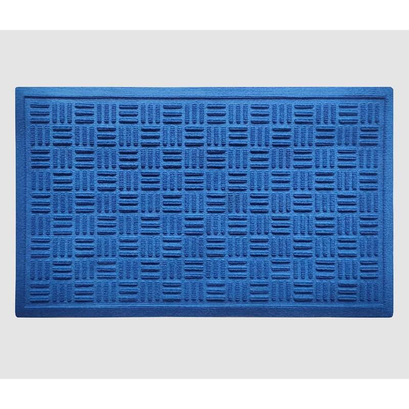A1HC New All Weather Superior Dirt and Moisture Absorbing Polypropylene Door Mat with Non-Slip Backing for Inside Outside Use - 18"x30" - Blue