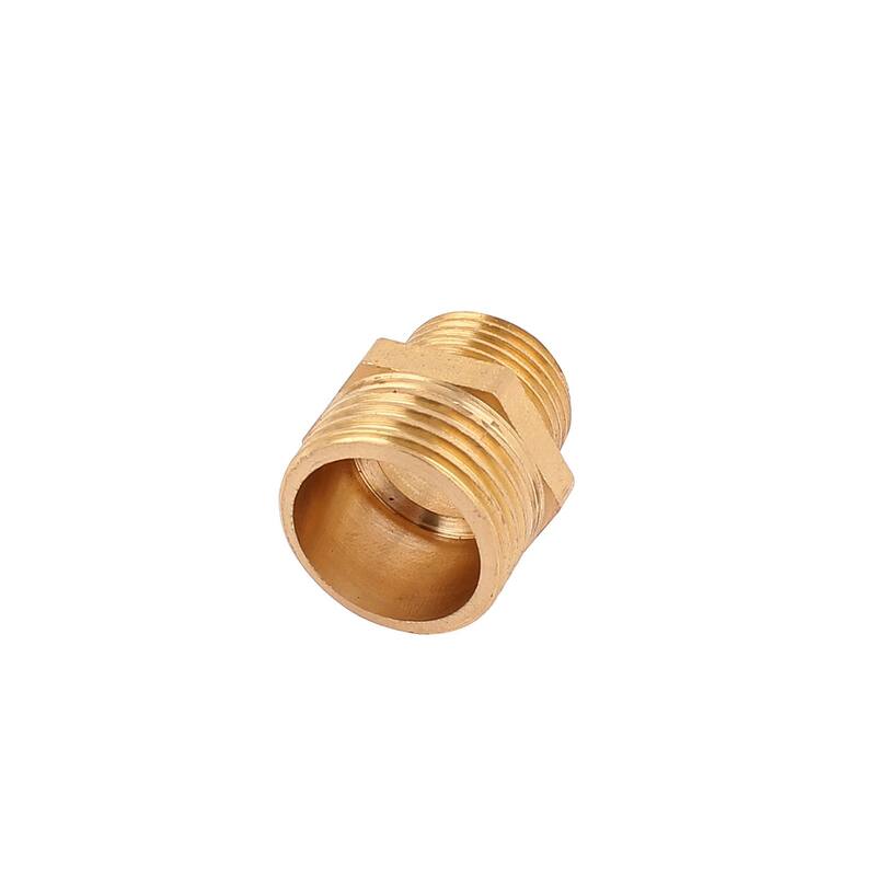 Brass 1/2BSP x 3/8BSP Male to Male Thread Hexagon Reducing Bushing Pipe Adapter - Gold Tone