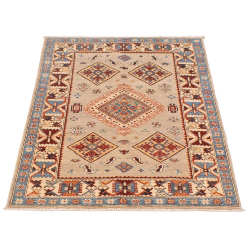 ECARPETGALLERY Hand-knotted Uzbek Ghazni Beige Wool Rug - 4'0 x 5'9