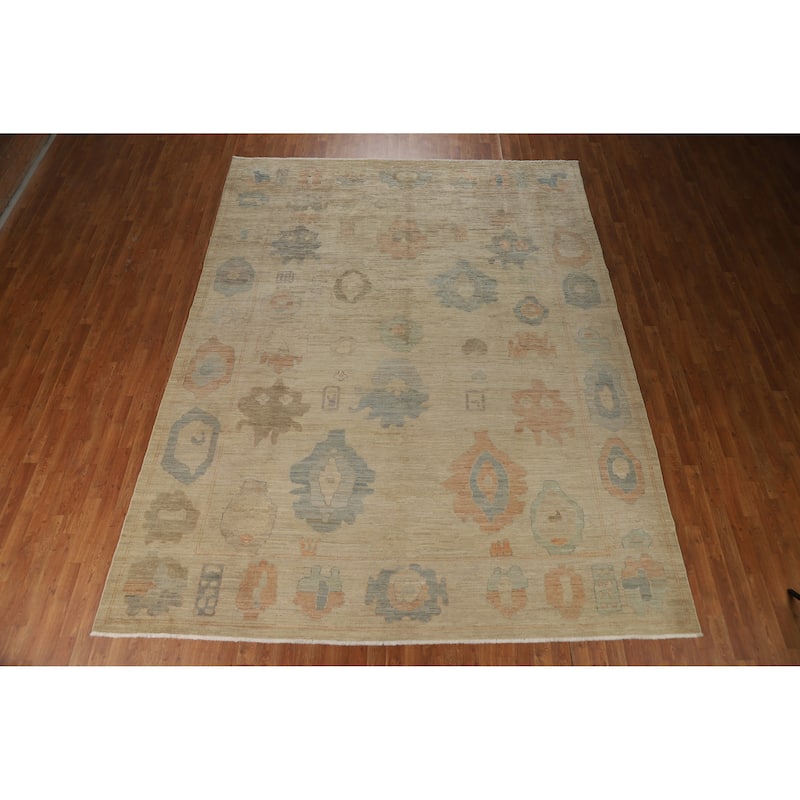 Oushak Turkish Area Rug Handmade Vegetable Dye Wool Carpet - 9'0"x 11'11"
