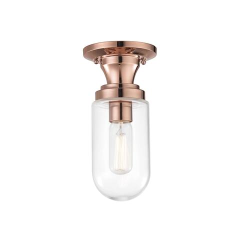 Mitzi by Hudson Valley Clara 1-light Polished Copper Semi-Flush Mount, Clear Glass