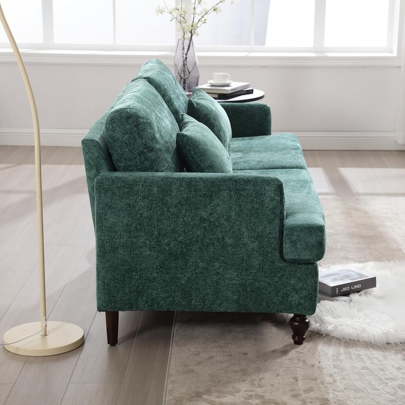 Roomfitters Chenille Loveseat Sofa, Mid-Century 2-Seat Upholstered Couch with Wooden Legs for Living Room