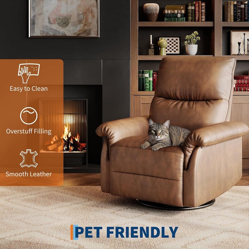 PU Leather Reclining 360°Swivel Rocker Sofa Chair for Living Room, Bedroom