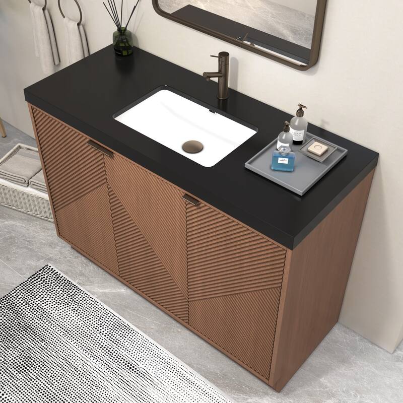 Milano 48" Freestanding Bathroom Vanity with Black Acrylic Sink