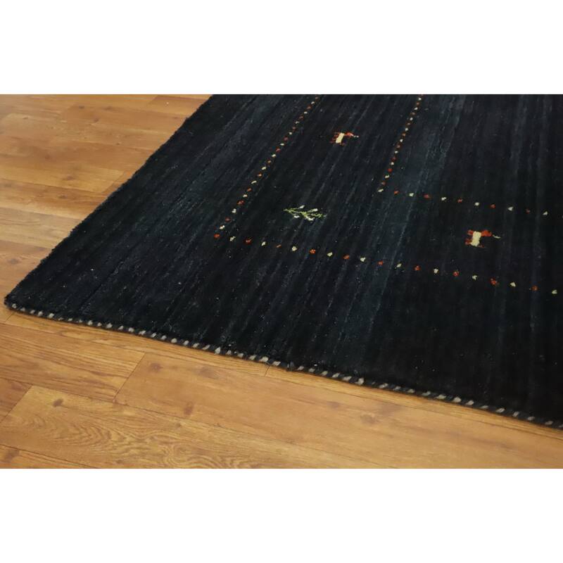 Hand Knotted Oriental 100% Wool Carpet Tribal Animal Pictorial Navy Blue & Blues Gabbeh Area Rug - 8' 11'' X 9' 3''