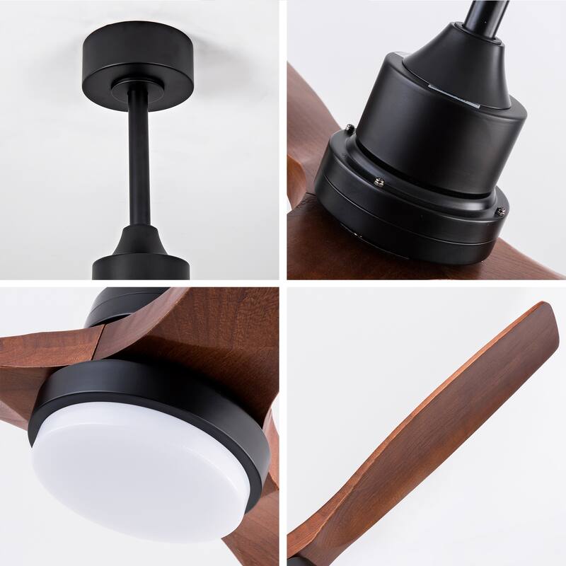 72" Ceiling Fan w/ Light 3 Solid Wood Blades Remote Control Reversible DC Motor