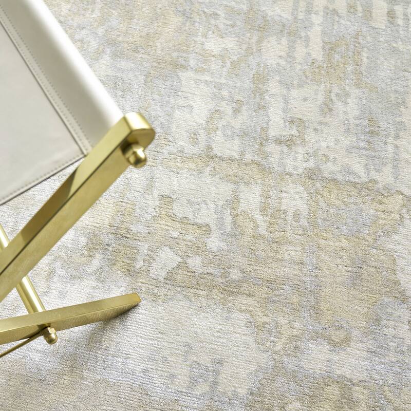 EXQUISITE RUGS Murano Hand-loomed Wool/Bamboo Silk Ivory/Silver/Gold Area Rug.