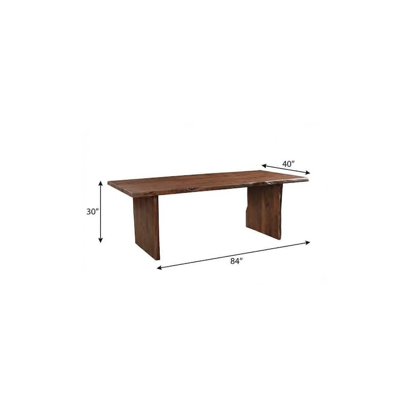 HomeRoots 84" Brown Solid Wood Live Edge Sled Base Dining Table - 84.00 in. x 30.00 in. x 40.00 in.