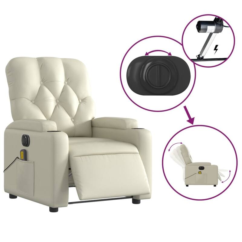 vidaXL Massage Recliner Chair Reclining Armchair for Elderly Faux Leather