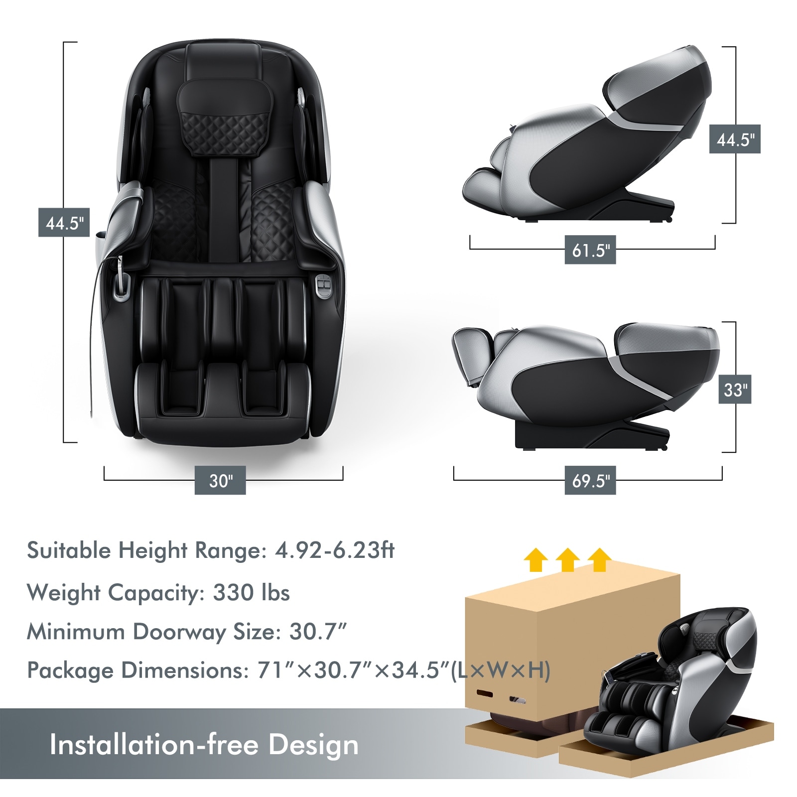 Relaxe Zero Gravity Shiatsu Massage Chair with Heating (SL-Track