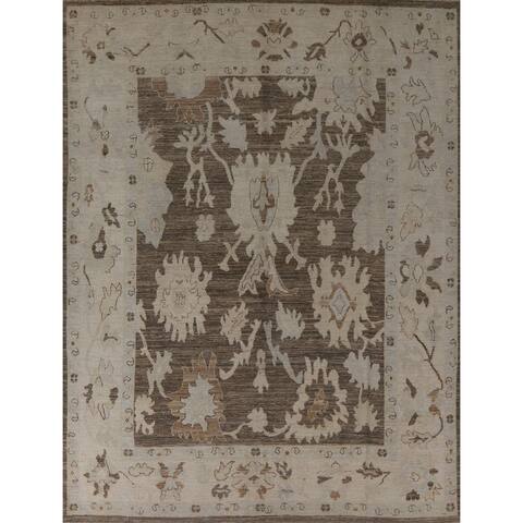 Transitional Floral Oushak Turkish Area Rug Hand-Knotted Wool Carpet - 8'2"x10'3"