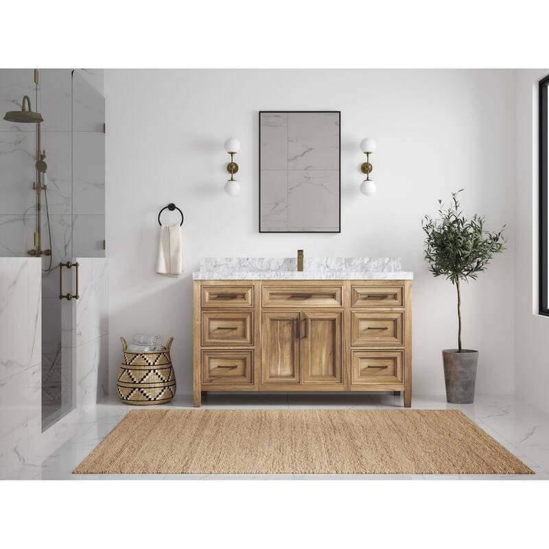 Willow Collections 60 in. W x 22 in. D Santa Monica Teak Single Sink Bathroom Vanity with Countertop