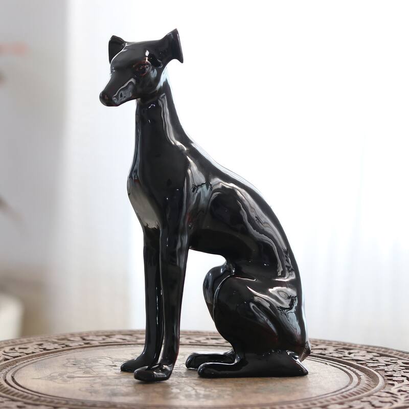 Novica Handmade Watch Dog Aluminum Statuette
