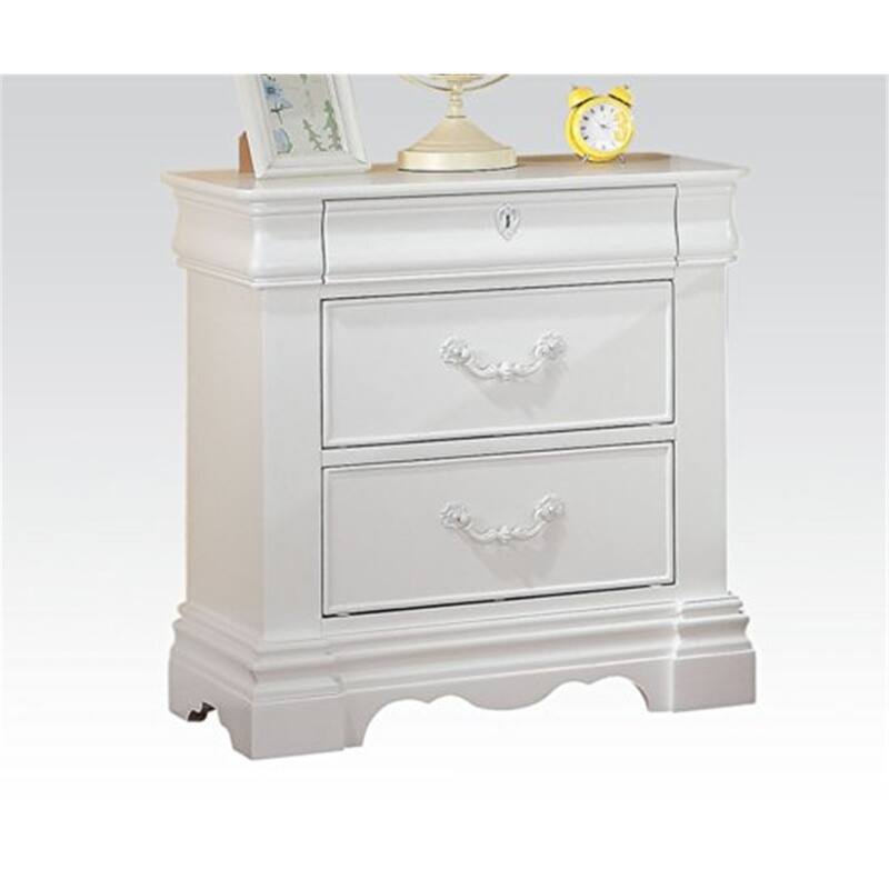 Nightstand with 3 Drawers - Modern Storage Cabinet, 26" Wide, White Finish