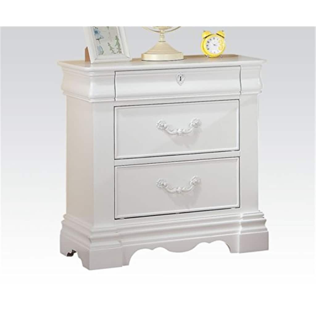 Nightstand with 3 Drawers - Modern Storage Cabinet, 26" Wide, White Finish