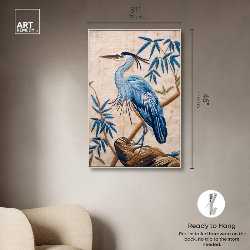 Needlework Heron Canvas by Art Remedy