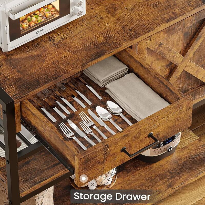 Baker's Rack Coffee Bar Cabinet Farmhouse Microwave Stand