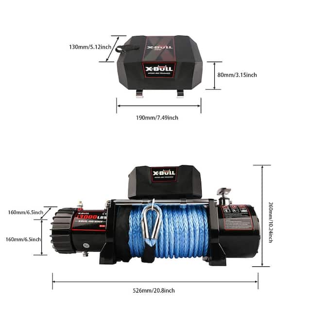 13000 lb Synthetic Rope Winch - N/A
