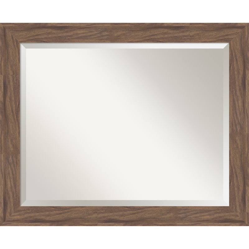 Pia Medium Brown Beveled Framed Bathroom Vanity Wall Mirror - Pia Medium Brown