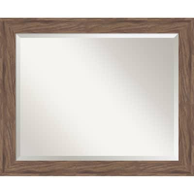 Pia Medium Brown Beveled Framed Bathroom Vanity Wall Mirror - Pia Medium Brown