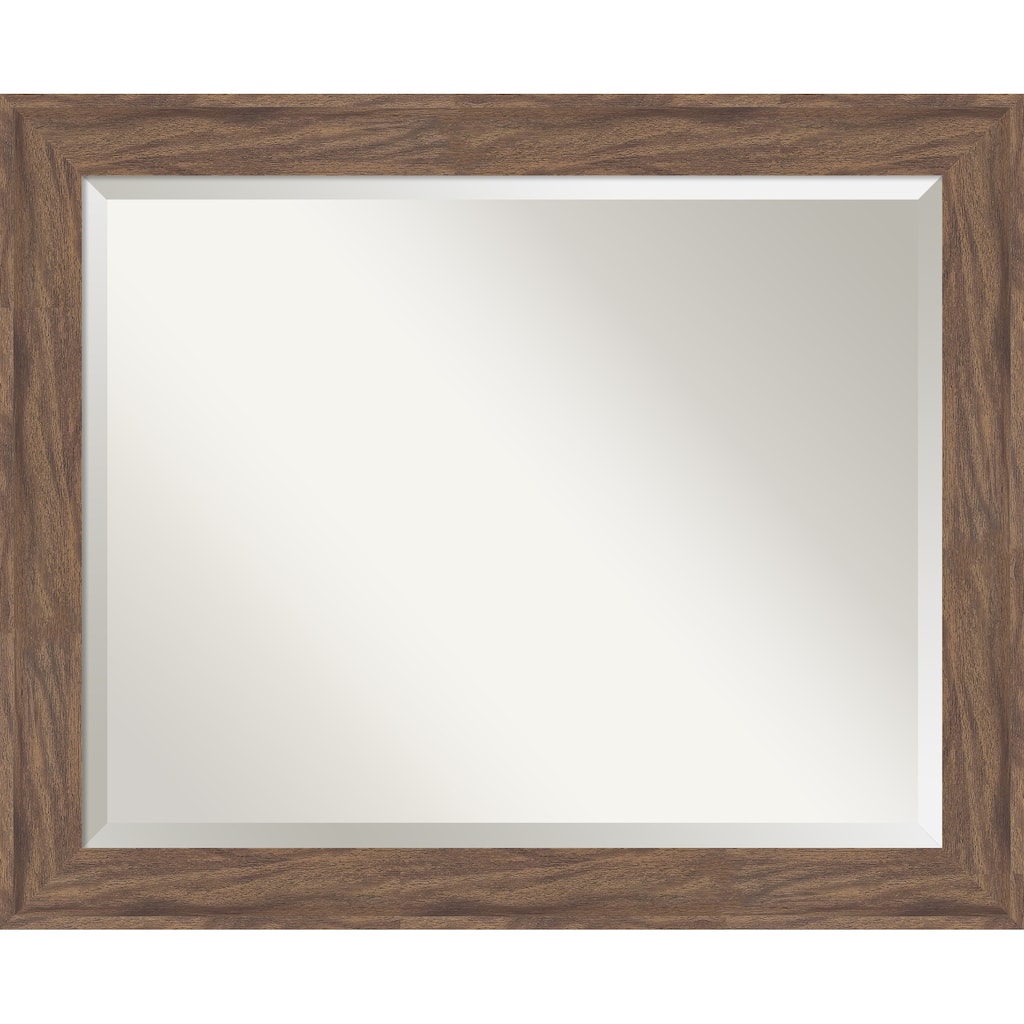 Pia Medium Brown Beveled Framed Bathroom Vanity Wall Mirror - Pia Medium Brown