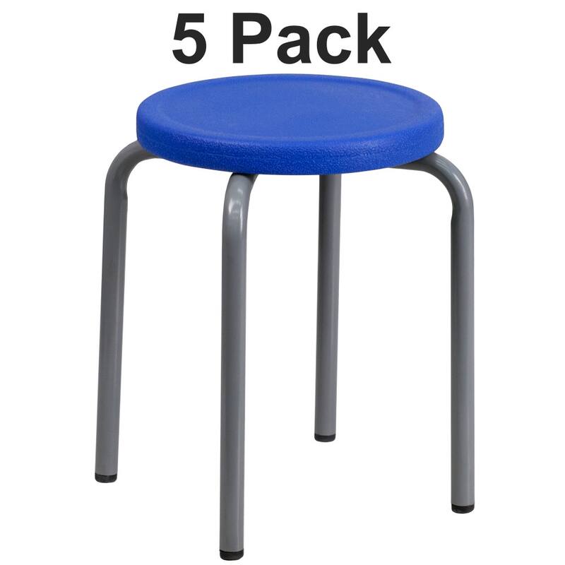 5 Pack Stackable Stool with Powder Coated Frame