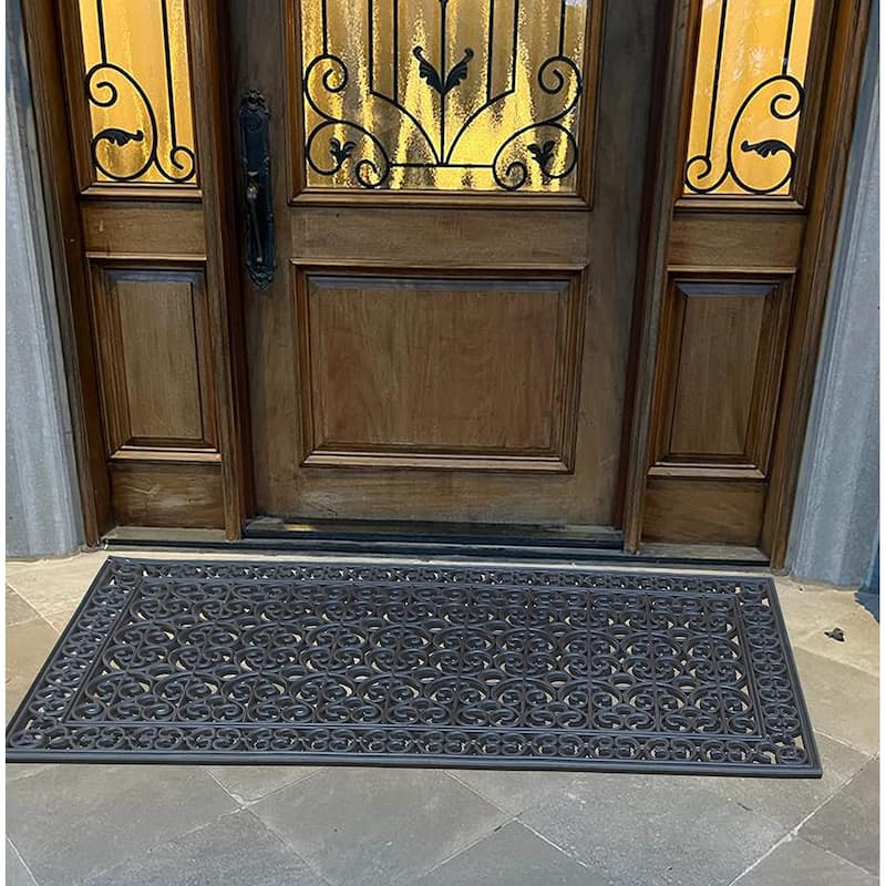 A1HC 3-Piece(Complete Home Set 30x60, 24x39, 24x36)Rubber Grill Matching Doormat Bundle, For Front, Patio & Garage Entrance