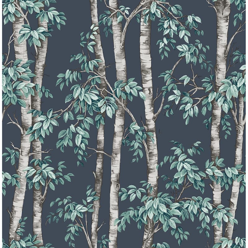 Fine Decor Bastian Blue Trees Wallpaper - N/A