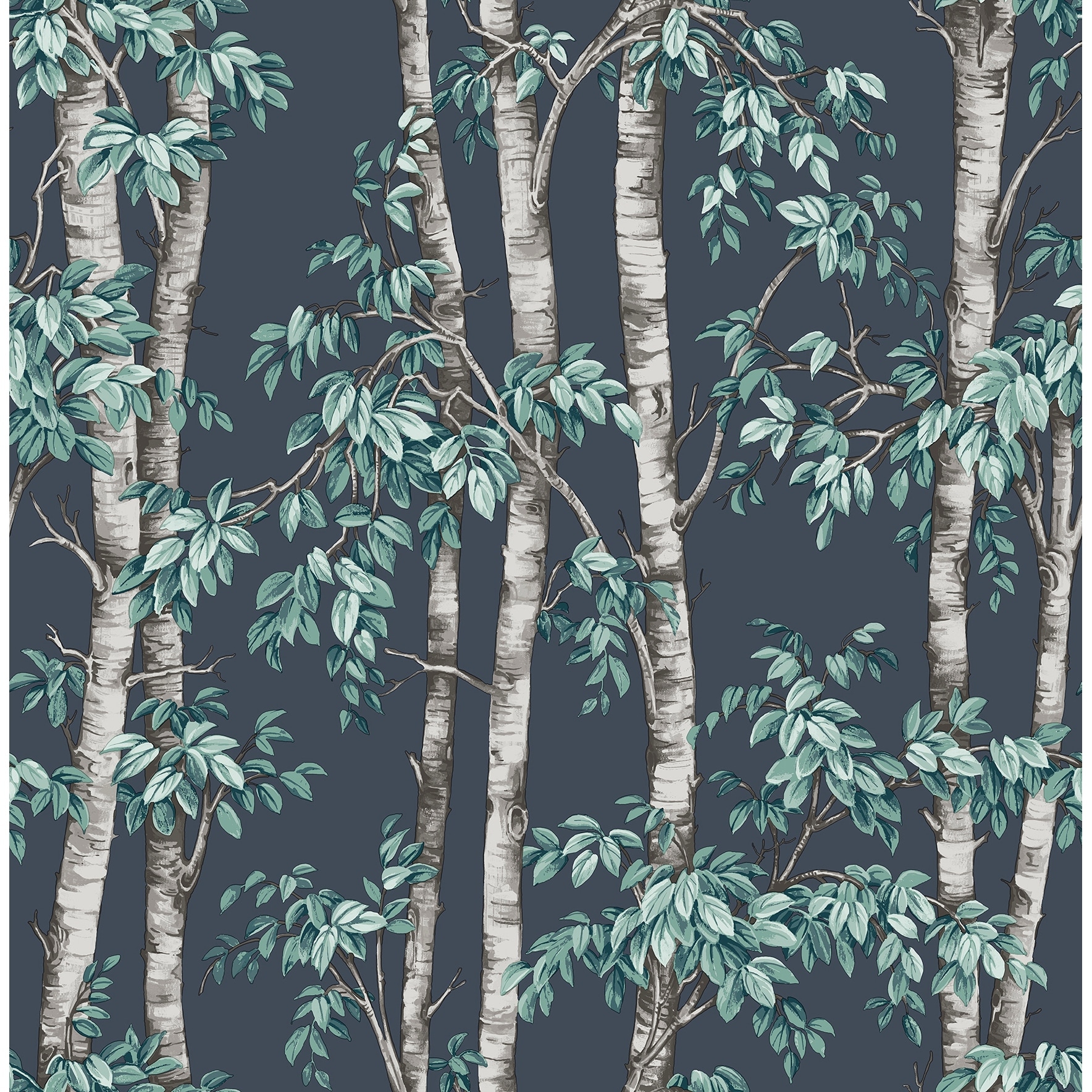 Fine Decor Bastian Blue Trees Wallpaper - N/A