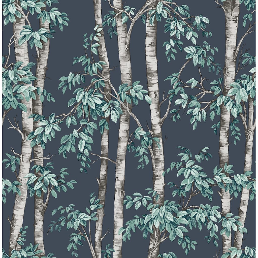 Fine Decor Bastian Blue Trees Wallpaper - N/A
