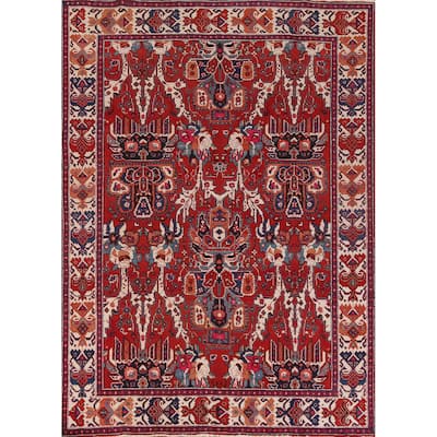 Hand Knotted Oriental 100% Wool Carpet Traditional Geometric Red Tabriz Area Rug - 10' 7'' X 7' 3''