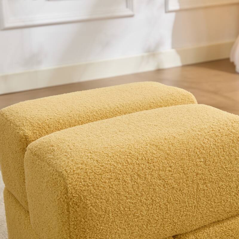 SEYNAR Modern 16.5''Faux Sherpa Square Cube Otttoman