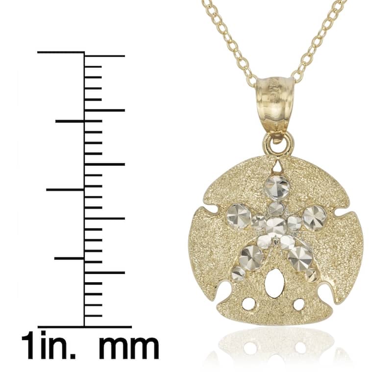 Curata 14k Two-tone Gold 18" Sea Star Sand Dollar Charm Pendant Necklace Necklace